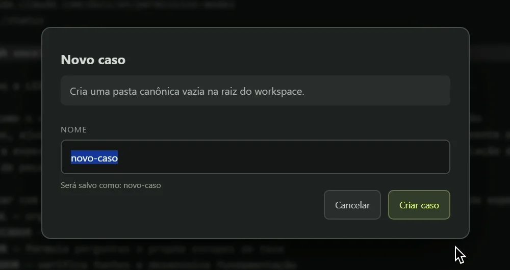 Janela Novo caso no LEXY